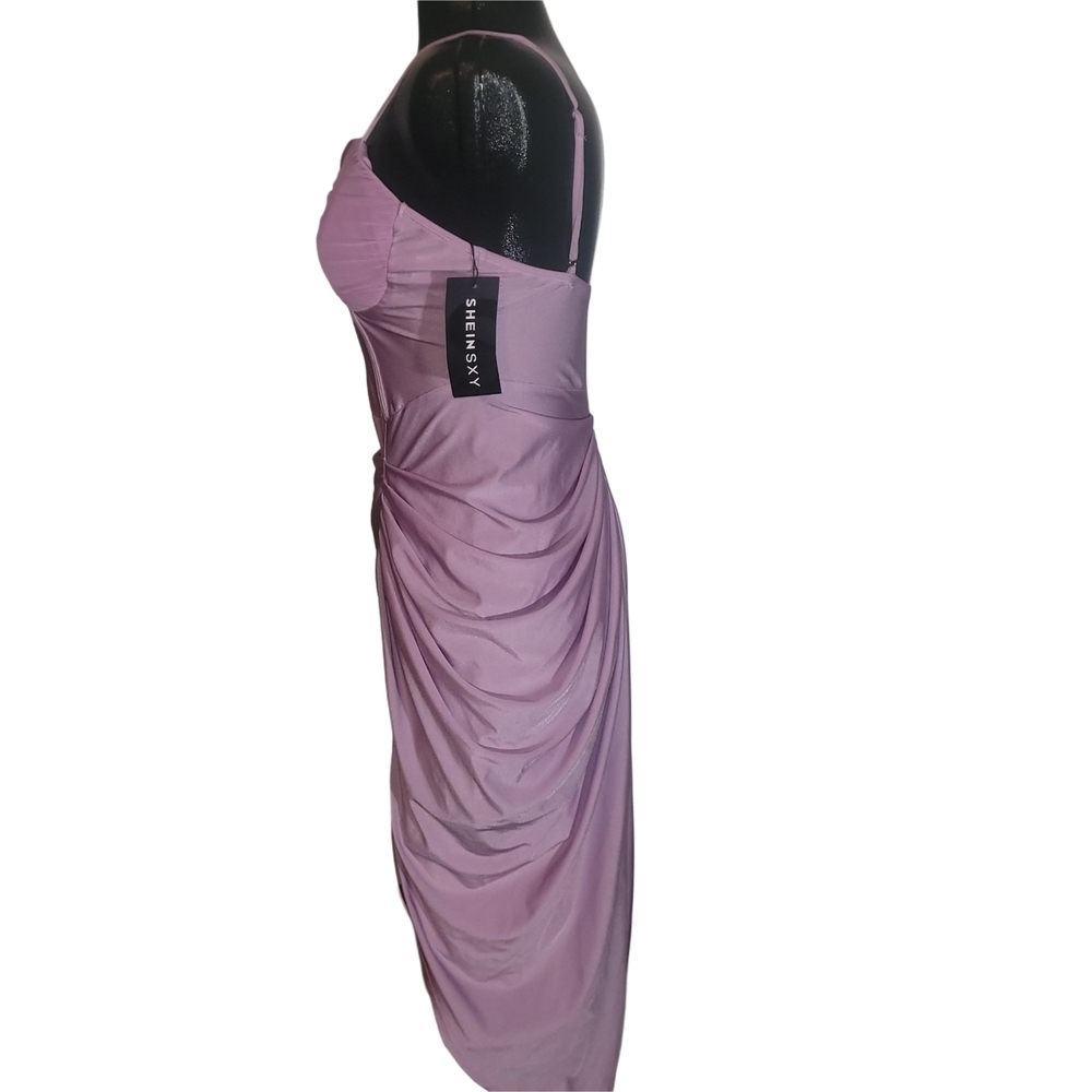 Shein Lilac Colored Cami Midi Dress with Gathered Detailing NWT Size L - Picture 5 of 6